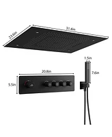 Casainc 4-Function Flush Mounted Thermostatic Shower System With Led Light and Remote Controls