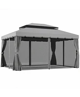 Outsunny 10' x 13' Patio Gazebo with Aluminum Frame for Outdoor,