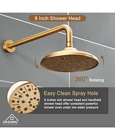 Casainc Wall Mount 2 Function Rainfall Shower System with 3 Setting Handheld, Rough-In Valve and Diverter