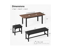 gaomon 5-Piece Dining Table Set for 4-6, 63" Extendable Dining Room Table Set for 4,Dining Table Set for 6 with Metal Frame,Kitchen Table & Chairs Set