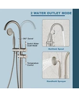 Casainc Double Handle Floor Mounted Clawfoot Tub Faucet