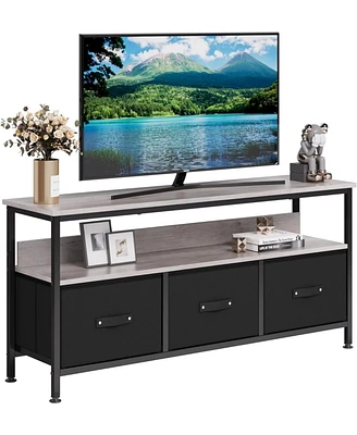 gaomon TrailBlaze Dresser Tv Stand for Bedroom, 47.2" Tv Console with 3 Drawers Entertainment Center with Open Shelf Modern Television Table Center Me