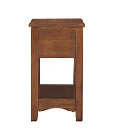 Slickblue Mission Style 1-Drawer End Table Nightstand in Brown Wood Finish