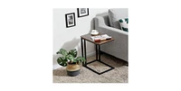 Slickblue Modern Industrial Side Table Nightstand Tv Tray on Wheels for Versatile Storage