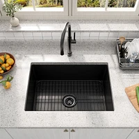 Casainc 27" L x 19" W Undermount Single Bowl Fireclay Farmhouse Kitchen Sink with Grid, Drain Assembly