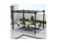 Slickblue Sturdy Outdoor Pergola Gazebo with Retractable Canopy for Patio or Garden