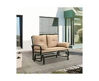 Slickblue Outdoor Garden Patio Rocking Glider Chair Loveseat with Cushions