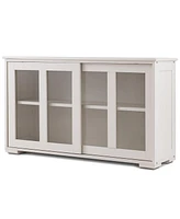 Slickblue Modern Wood Buffet Sideboard Cabinet with Glass Sliding Door for Elegant Storage