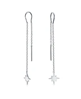 Bling Jewelry Minimalist Celestial Dangle Earrings North Star Threader in Sterling Silver