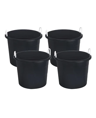 Homz Plastic 17 Gallon Utility Storage Bucket Tub w/ Rope Handle, 4 Pack