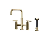 Casainc 2-Handle Bridge Kitchen Faucet with Pull-Out Side Sprayer