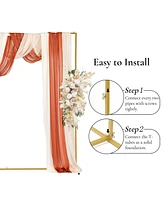 gaomon 6.6FT x 6.6FT Gold Wedding Arches for Ceremony Square Backdrop Stand Metal Balloon Arch Stand Kit Wedding Arch Frame for Birthday Party Bridal