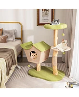 Gymax 43'' Cat Tree w/Padded Top Perch Cat Condo Jumping Platform Balls for Indoor Cats