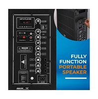Pyle 12" Portable Wireless Bt Streaming Pa Speaker System - Built-in Rechargeable Battery, Wireless Microphone, Usb/Micro Sd/Fm, 800W
