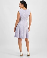 Connected Petite Tweed Sleeveless Fit & Flare Dress