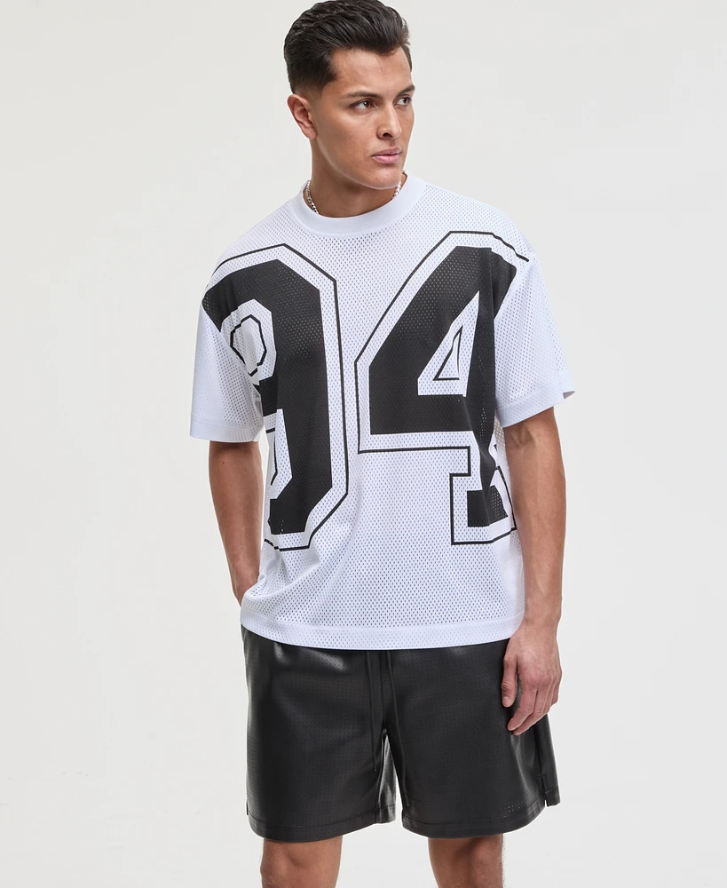 Mode of One Men's Oversized-Fit Mesh Graphic T-Shirt, Exclusively at Macy's