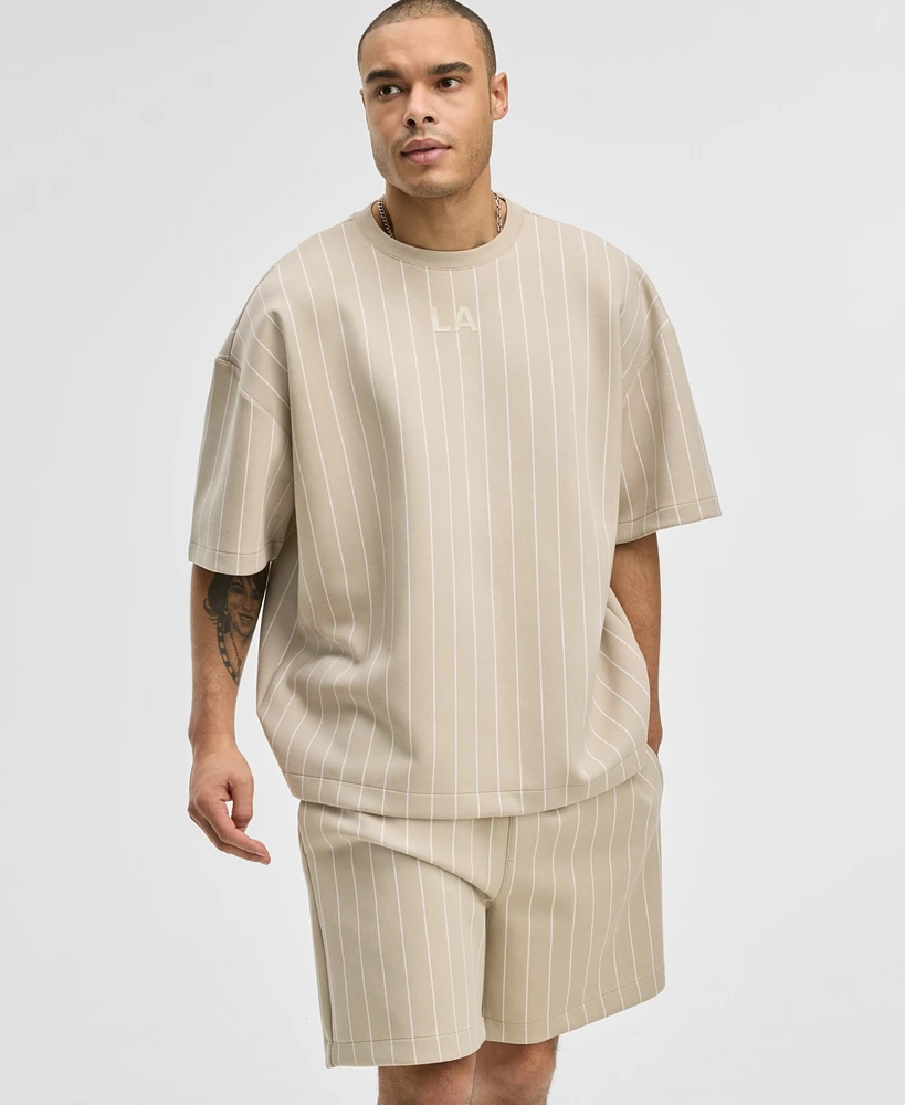 Mode of One Men's Oversized-Fit Pinstripe Sweatshirt, Exclusively at Macy's