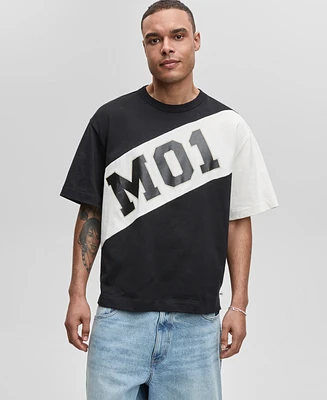 Mode of One Men's Relaxed Fit Short Sleeve Color Block Logo T-Shirt