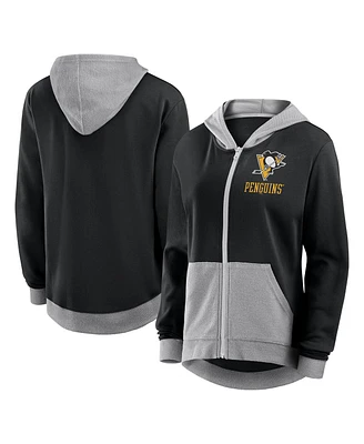 Logo Athletic Women's Black Pittsburgh Penguins Hit It French Terry Full-Zip Hoodie