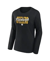 Logo Athletic Women's Black Pittsburgh Steelers Grip Long Sleeve T-Shirt