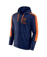 Fanatics Men's Heather Navy/Orange Chicago Bears Gains Full-Zip Hoodie