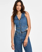 Levi's Women's Braided-Trim Button-Front Denim Vest