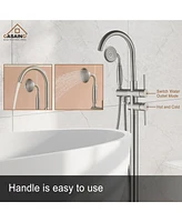 Casainc Double Handle Floor Mounted Clawfoot Tub Faucet