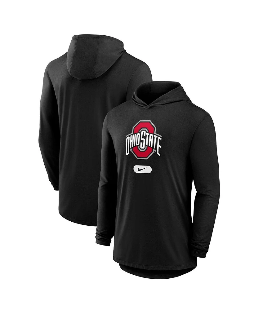 Nike Men's Black Ohio State Buckeyes Lightweight Performance Long Sleeve Hoodie T-Shirt