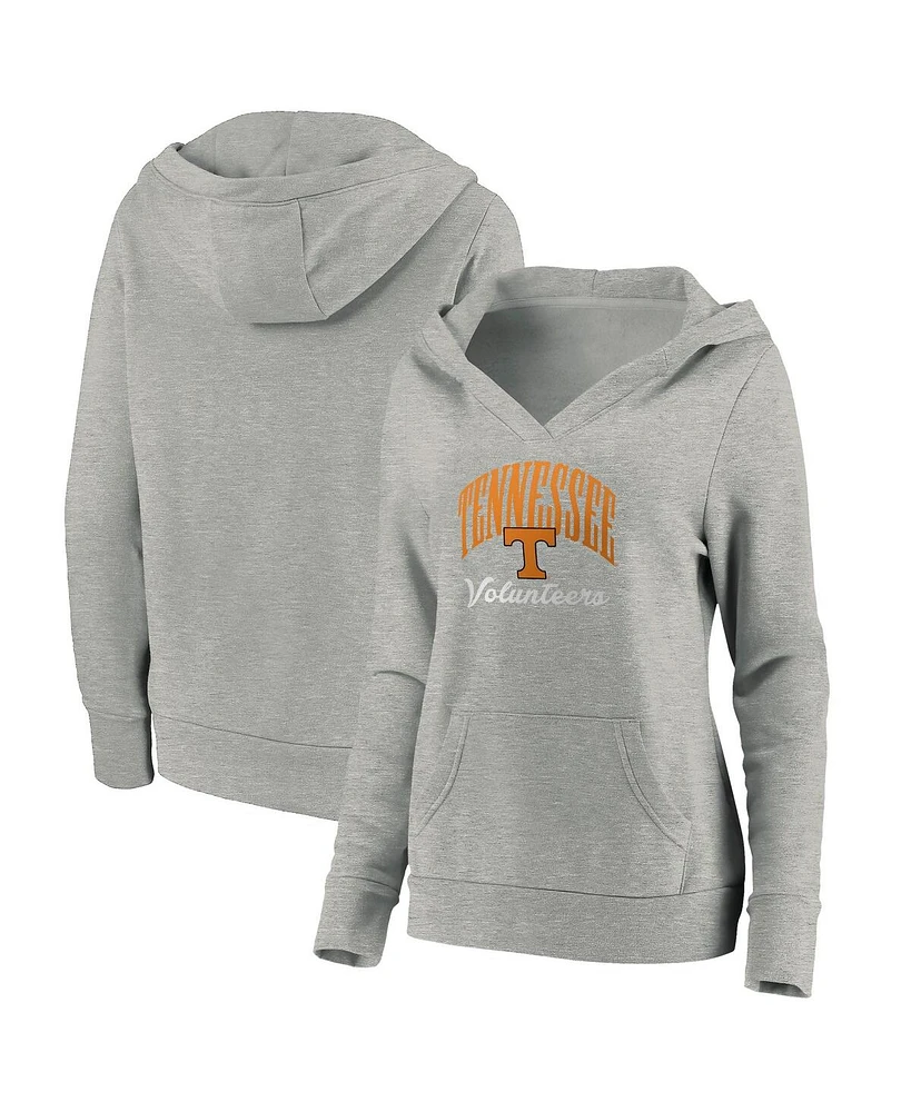 Fanatics Women's Gray Tennessee Volunteers Victory Script V-Neck Pullover Hoodie