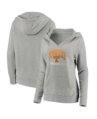 Fanatics Women's Gray Tennessee Volunteers Victory Script V-Neck Pullover Hoodie