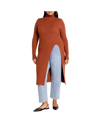 City Chic Plus Longline Split Sweater