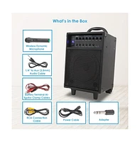 Pyle Wireless Portable Bluetooth Pa Speaker System with Rechargeable Battery, 400W, Led Lights, and 1/4" Mic Inputs