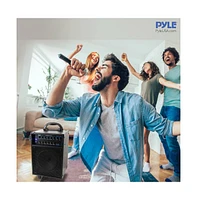 Pyle Wireless Portable Bluetooth Pa Speaker System with Rechargeable Battery, 400W, Led Lights, and 1/4" Mic Inputs