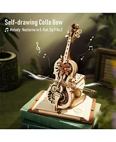 Robotime 3D Puzzle Model Wooden Model Kit Magic Cello Building Kit Desk, Beige, 8.1"7.3"9.3"