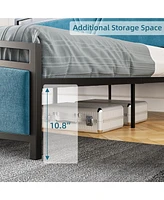 gaomon Velvet Upholstered Bed Frame with Arc Design Headboard and Footboard