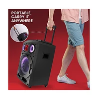 Pyle 10” Portable Wireless Bt Speaker System with Tws, Rechargeable Battery, Fm/MP3/Usb/Sd Input & Wireless Microphone