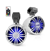 Pyle 3.5 Bluetooth Waterproof Motorcycle Box Speakers with Rgb Lights, Chrome