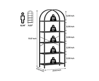 gaomon Bookshelf 5 Tier Bookcase Arched Display Racks Tall Standing Bookshelves Metal Frame Open Storage Rack Shelf Large Black Book Shelf for Bedroom