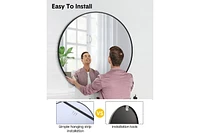 gaomon Round Mirror, Inch Circle Mirror, Hd Eco-Friendly Black Circle Mirror Metal Frame, Round Vanity Wall Mounted Mirrors for Entryway, Hallway