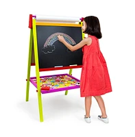 Slickblue Little Artists 3-in-1 Standing Easel – Magnetic, Dry Erase, and Chalkboard for Kids