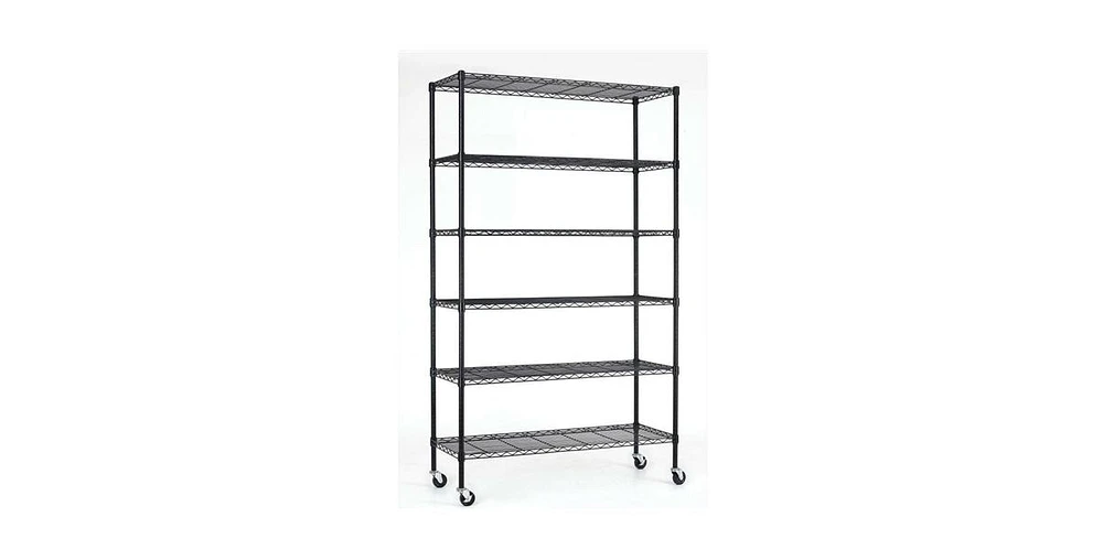 Slickblue Heavy Duty 6-Shelf Adjustable Metal Shelving Rack with Casters