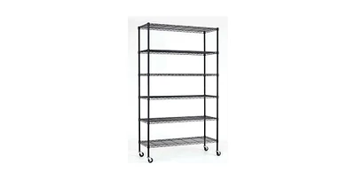 Slickblue Heavy Duty 6-Shelf Adjustable Metal Shelving Rack with Casters