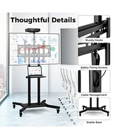 Gymax Mobile Tv Stand for 32-70 inch Flat or Curved TVs up to 110 lbs w/Av Shelf