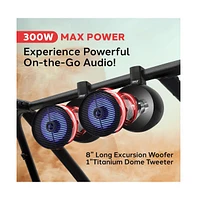 Pyle 8'' Marine Wakeboard Speaker System with Led Lights, 300W, Black
