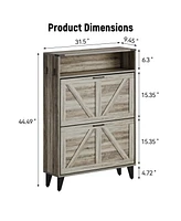 gaomon Freestanding Shoe Cabinet, 2 Flip Drawers Front Door Shoe Rack with Adjustable Shelf & Metal Legs, Shoe Rack for Front Door Entrance, Entryway