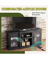 Wlive Retro Tv Stand for 65 inch Console Cabinet with Storage Open Shelves Entertainment Center Living Room and Bedroom