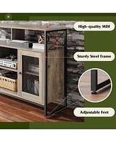 Wlive TV Stand 55 inch TvTall Entertainment Center with Storage Farmhouse Industrial Console for Bedroom Living Room