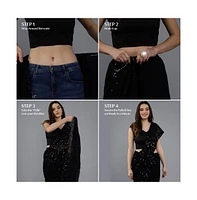 One Minute Saree Women's Anna Black Faux Georgette Sequins Ready to Wear Sari
