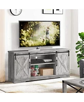 gaomon Farmhouse Tv Stand with Storage, Entertainment Center with Sliding Barn Doors, Modern Media Tv Console Tv Stands for Living Room Bedroom