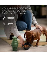Pilot & Scout Feed N Sip Collapsible Dog Bowl and Water Bottle, Portable Travel Feeding Solution for Pets